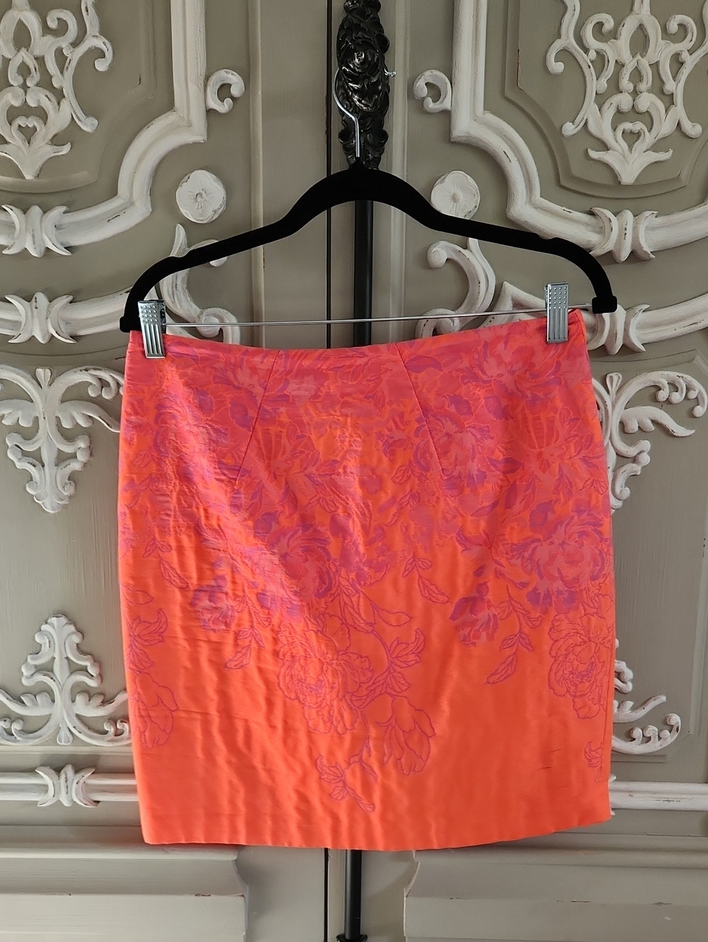 Ginger & Smart Neon Orange and Pink Floral Jacquard Mini Skirt Size US 8/ AU 12